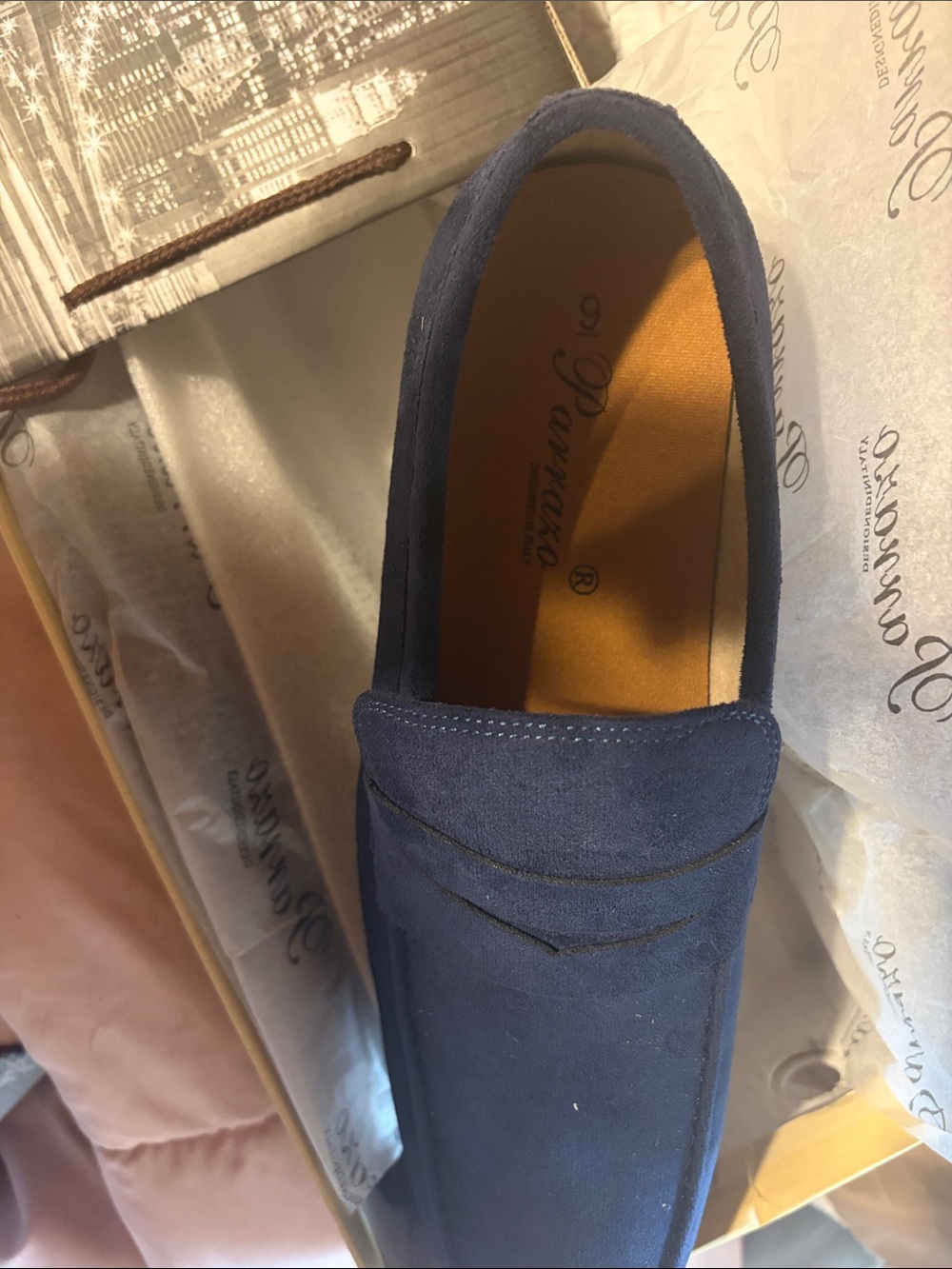Deluc Men's Navy Suede Penny Loafers